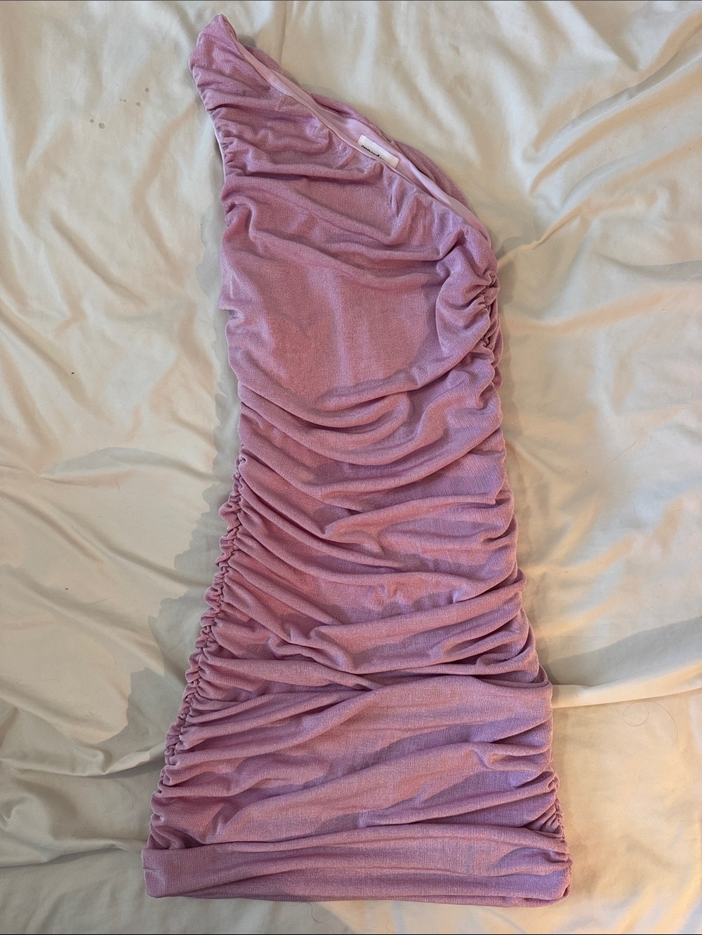 superdown Lilac One-Shoulder Ruched Mini Skirt